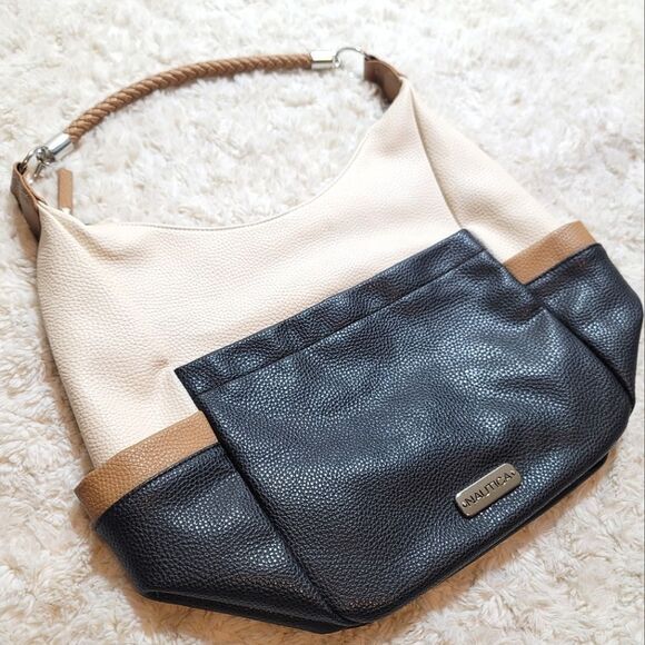 Nautica 'Port O Call' Color Block Brown/White/Cream Hobo Shoulder Bag - Picture 2 of 11